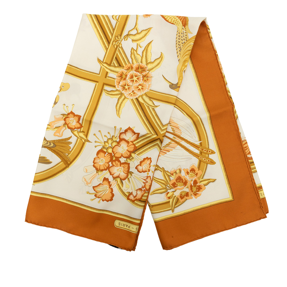 Pre-Loved Hermes Caraibes Silk Scarf 90